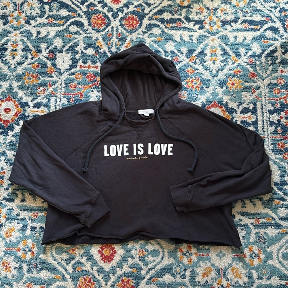 Love is Love Black Cropped Spiritual Gangster Sweatshirt
